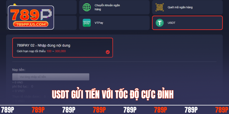 USDT gửi tiền với tốc độ cực đỉnh